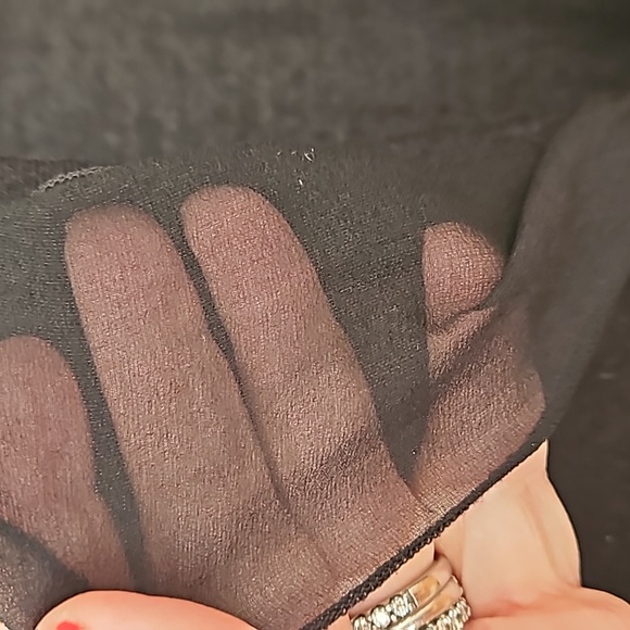 Agnona Black cashmere Fancy Cardigan. Ties w/sequins, sheer collar, POCKETS. 1x. - Picture 3 of 13